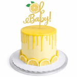 Yellow baby shower cake with 'Oh Baby!' topper on a white background Cake Gurus Ruaka Nairobi