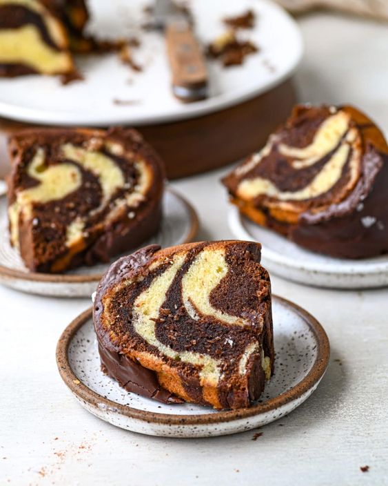 Slices of marble cake with chocolate and vanilla layers,  as a sweet treat by Cake Gurus Ruaka Nairobi with deliveries in Nairobi and its environs.