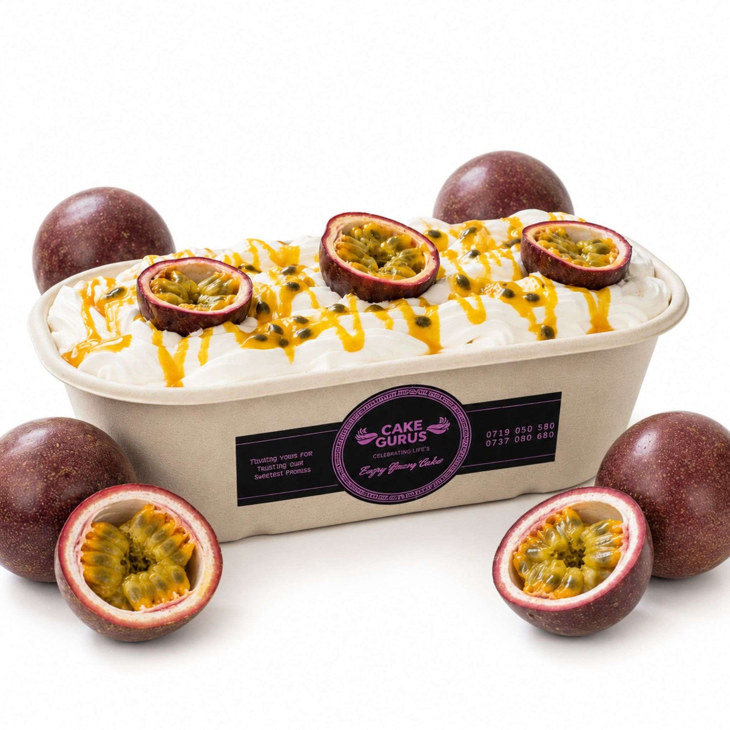 Passion Forest Bowl with real passion fruit, creamy layers, and vibrant fruit topping from Cake Gurus.