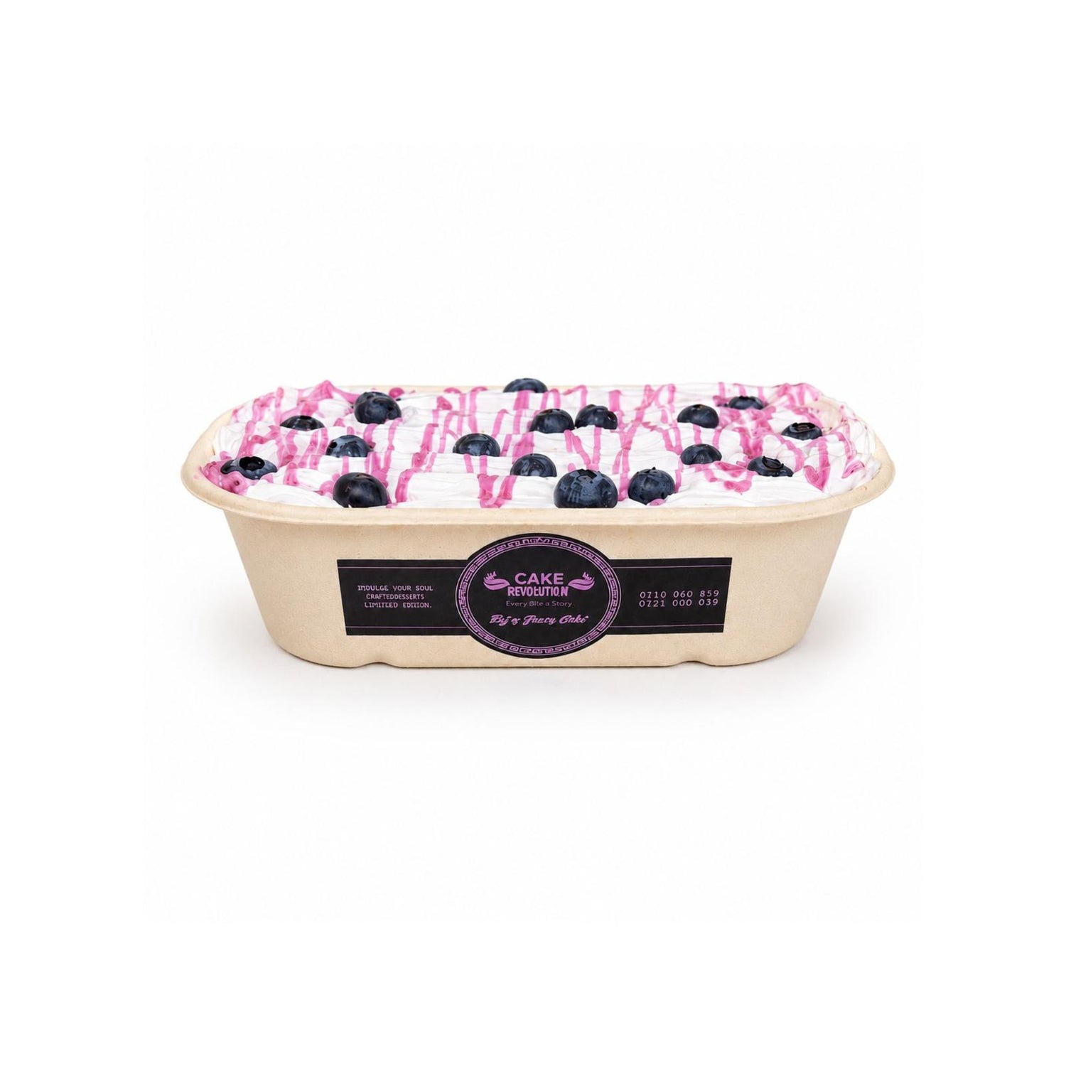 Premium 1000ml Blueberry Forest sharing cake bowl with tangy blueberry coulis, available at Cake Gurus Nairobi