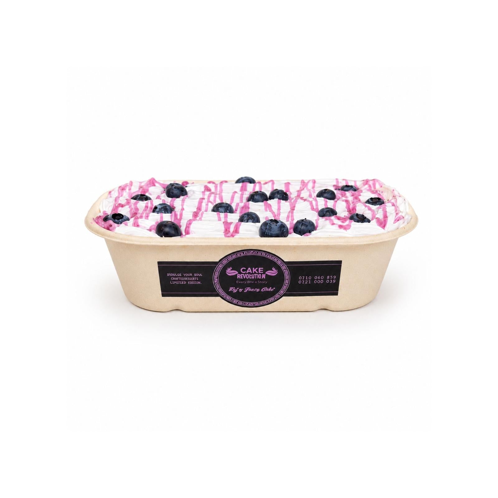 Premium 1000ml Blueberry Forest sharing cake bowl with tangy blueberry coulis, available at Cake Gurus Nairobi